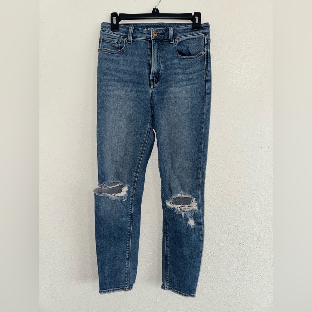 American Eagle Outfitters Blue Distressed Skinny Jeans